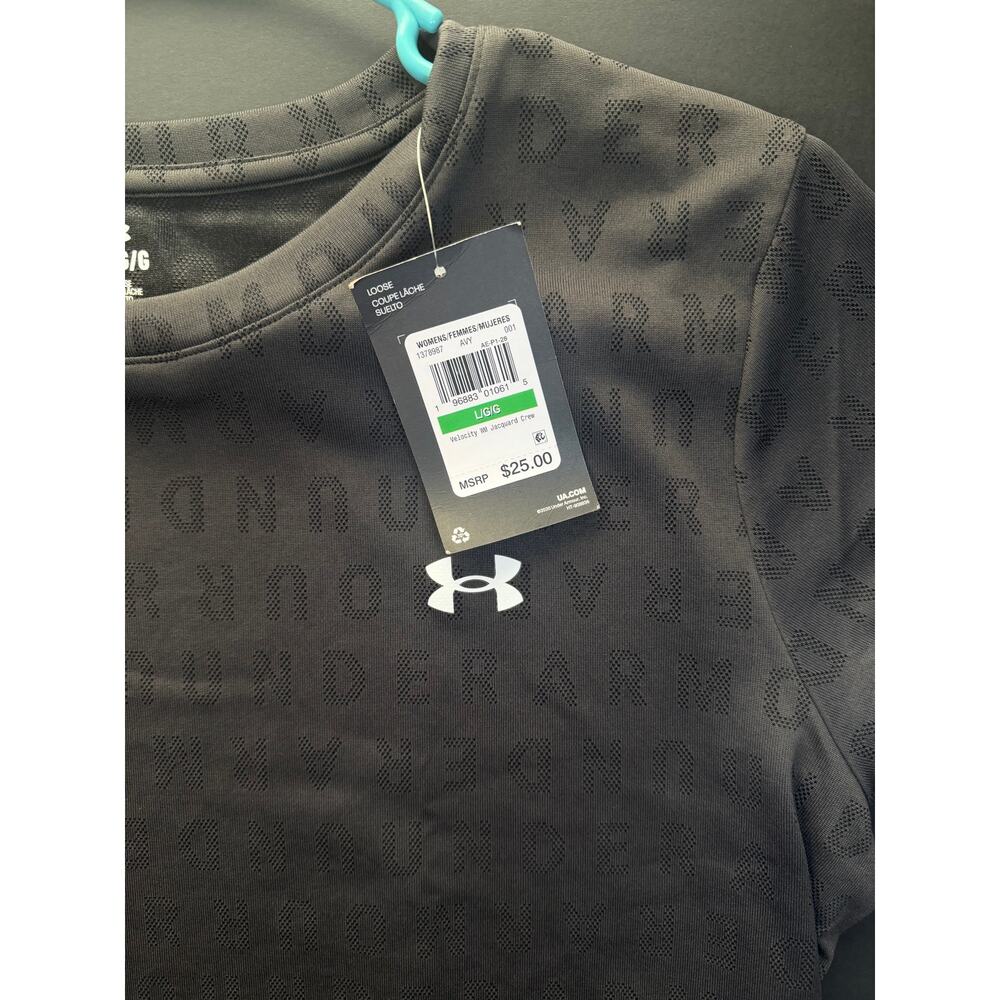 NWT Under Armour Women’s L Black Athletic Tee – Loose Fit Performance Shirt - Picture 5 of 5
